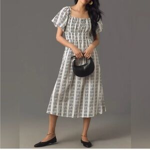 Maeve Monochrome Geometric Midi Dress - worn once